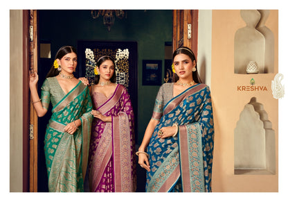 Moksha 2041-2046 Kreshva Georgette Sarees Manufacturer Ahmedabad