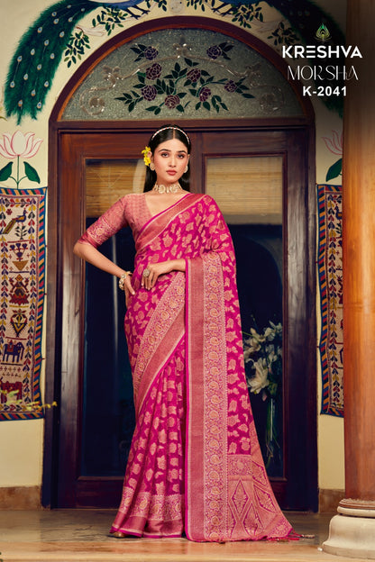 Moksha 2041-2046 Kreshva Georgette Sarees Manufacturer Ahmedabad