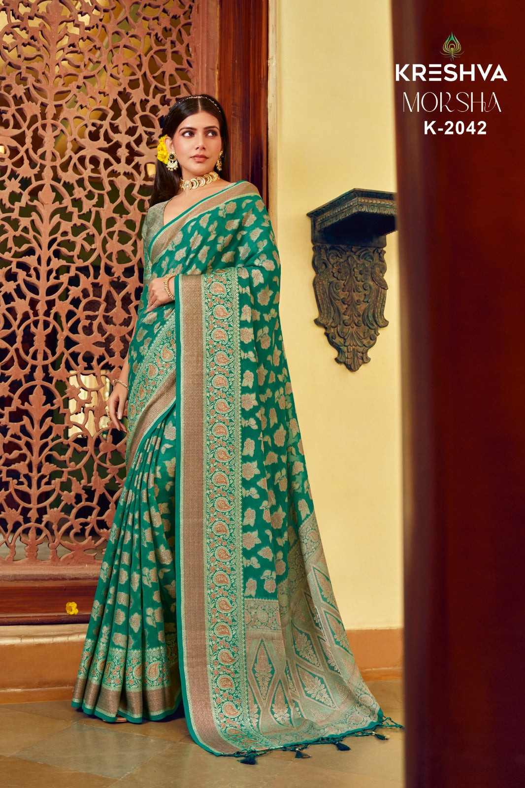 Moksha 2041-2046 Kreshva Georgette Sarees Manufacturer Ahmedabad