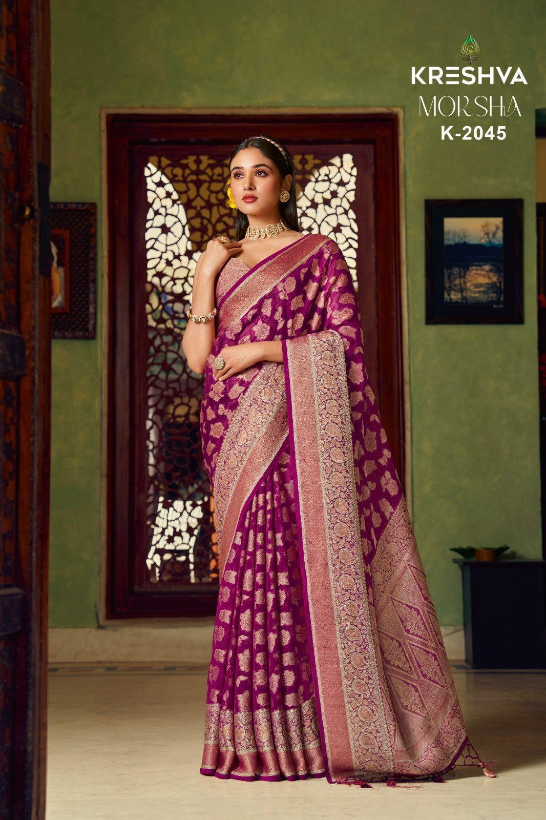 Moksha 2041-2046 Kreshva Georgette Sarees Manufacturer Ahmedabad