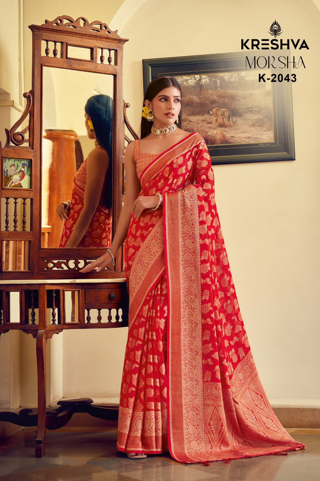 Moksha 2041-2046 Kreshva Georgette Sarees Manufacturer Ahmedabad