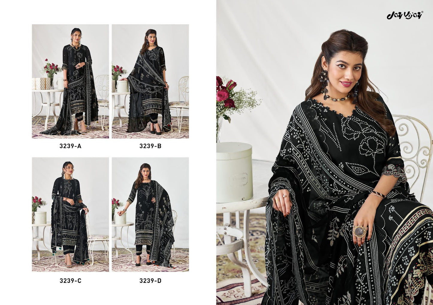 Moksha 3239 Black Special Jay Vijay Organza Pant Style Suits Exporter Ahmedabad