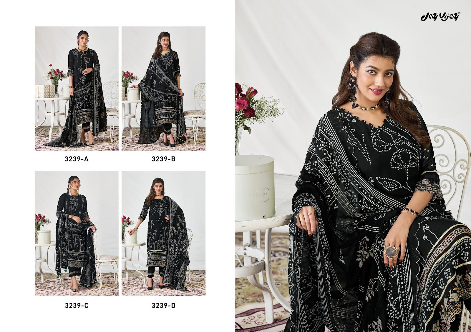 Moksha 3239 Black Special Jay Vijay Organza Pant Style Suits Exporter Ahmedabad