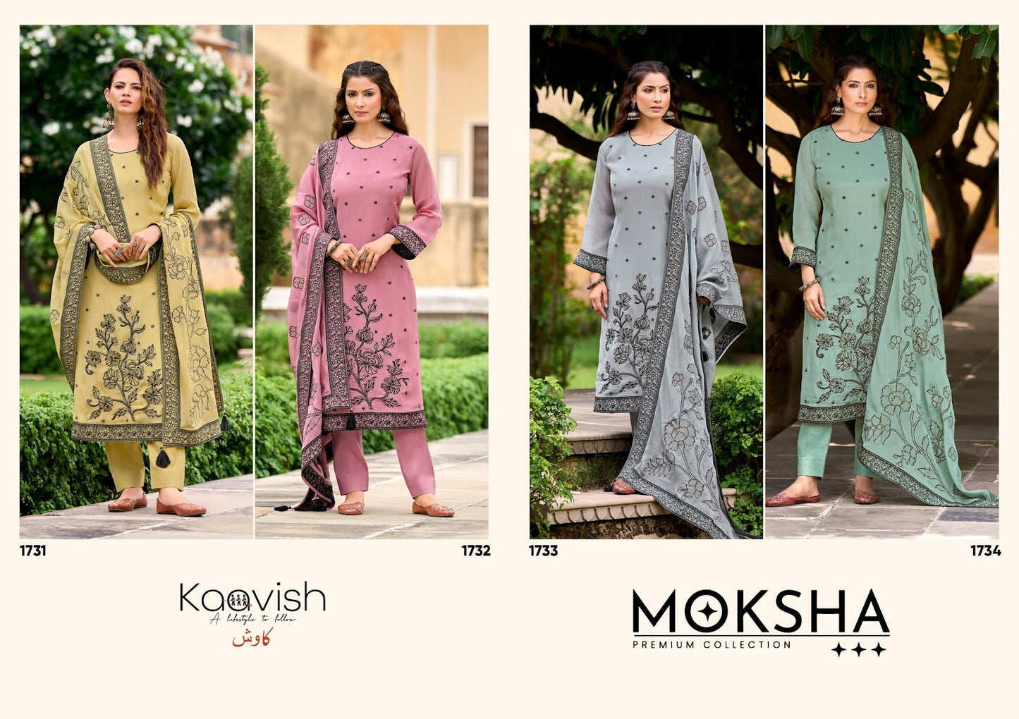 Moksha Kaavish Pure Organza Pant Style Suits Wholesale Price