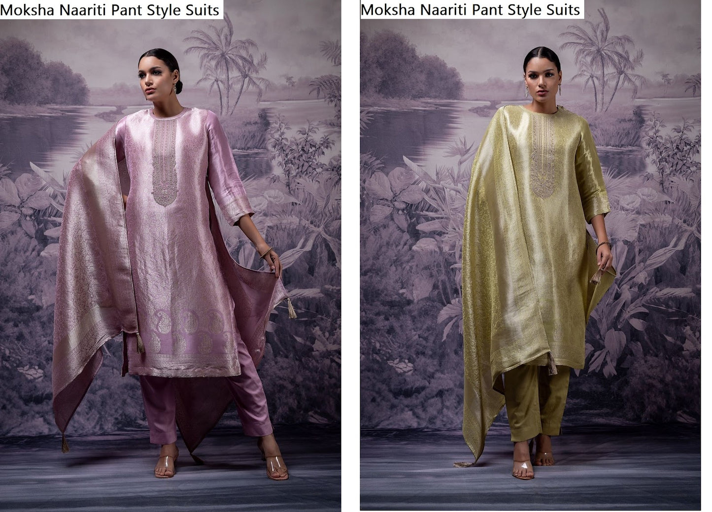 Moksha Naariti Silk Jacquard Pant Style Suits Exporter