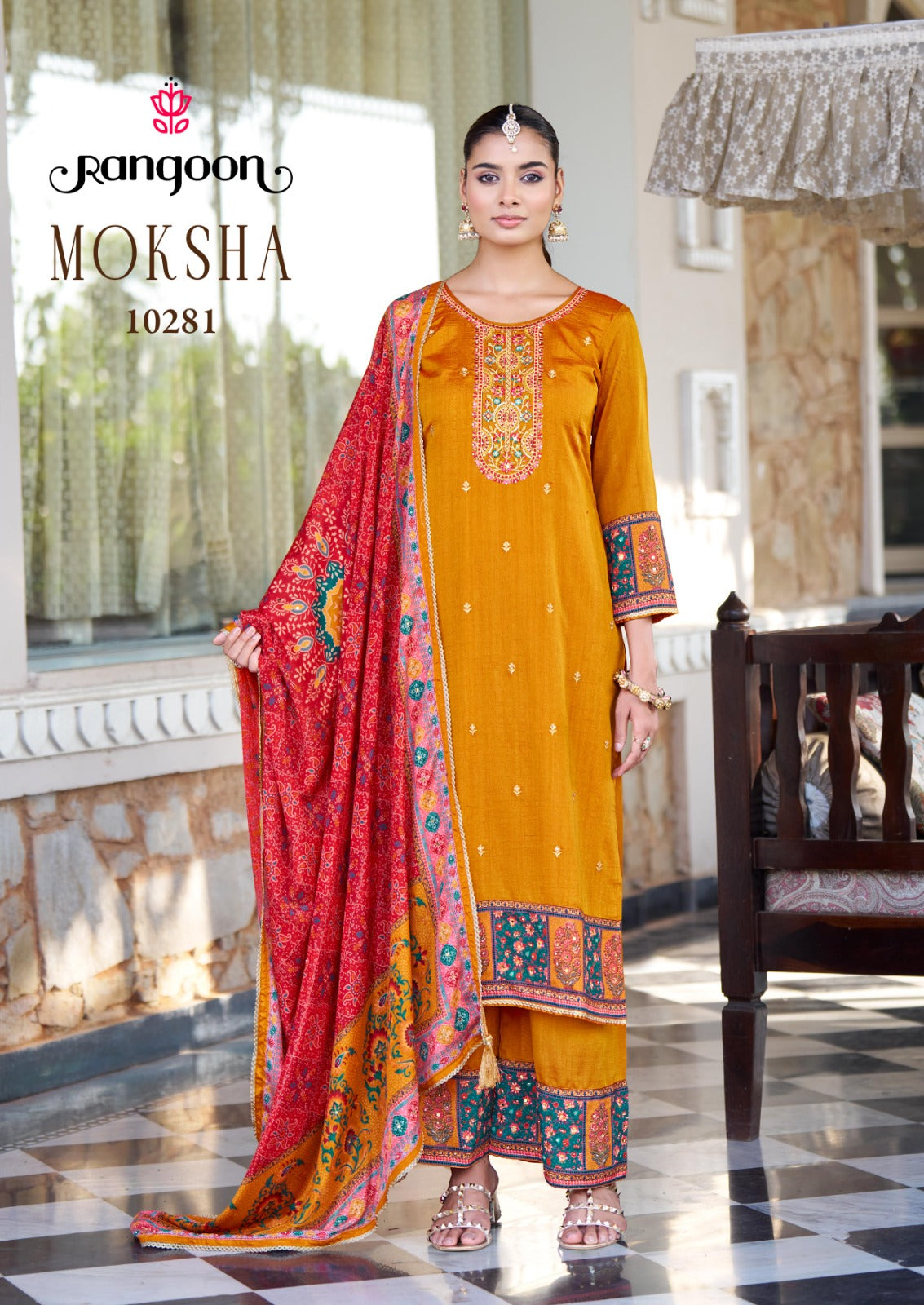 Moksha Rangoon Silk Readymade Plazzo Style Suits Exporter