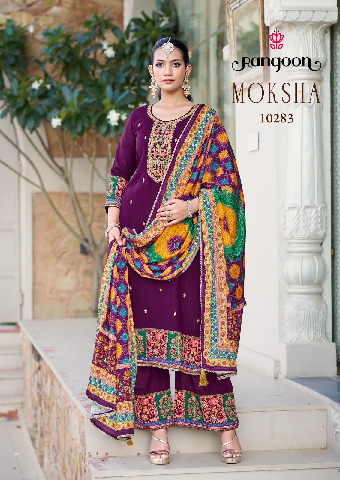 Moksha Rangoon Silk Readymade Plazzo Style Suits Exporter