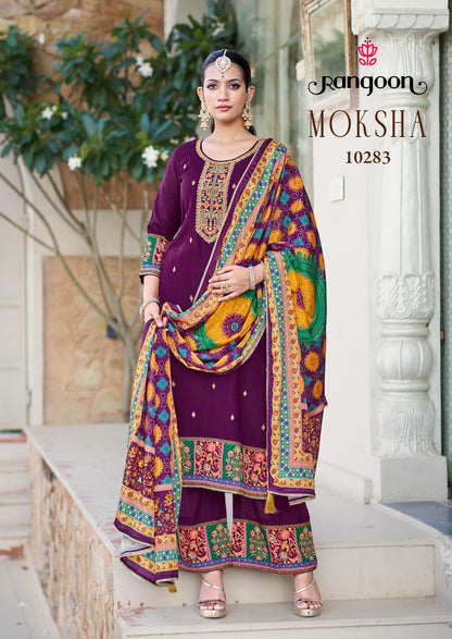 Moksha Rangoon Silk Readymade Plazzo Style Suits Exporter