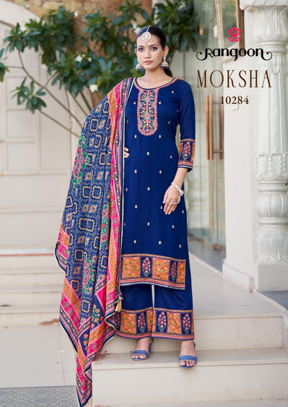 Moksha Rangoon Silk Readymade Plazzo Style Suits Exporter