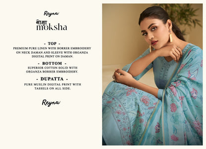 Moksha Reyna Pure Linen Pant Style Suits Supplier Gujarat