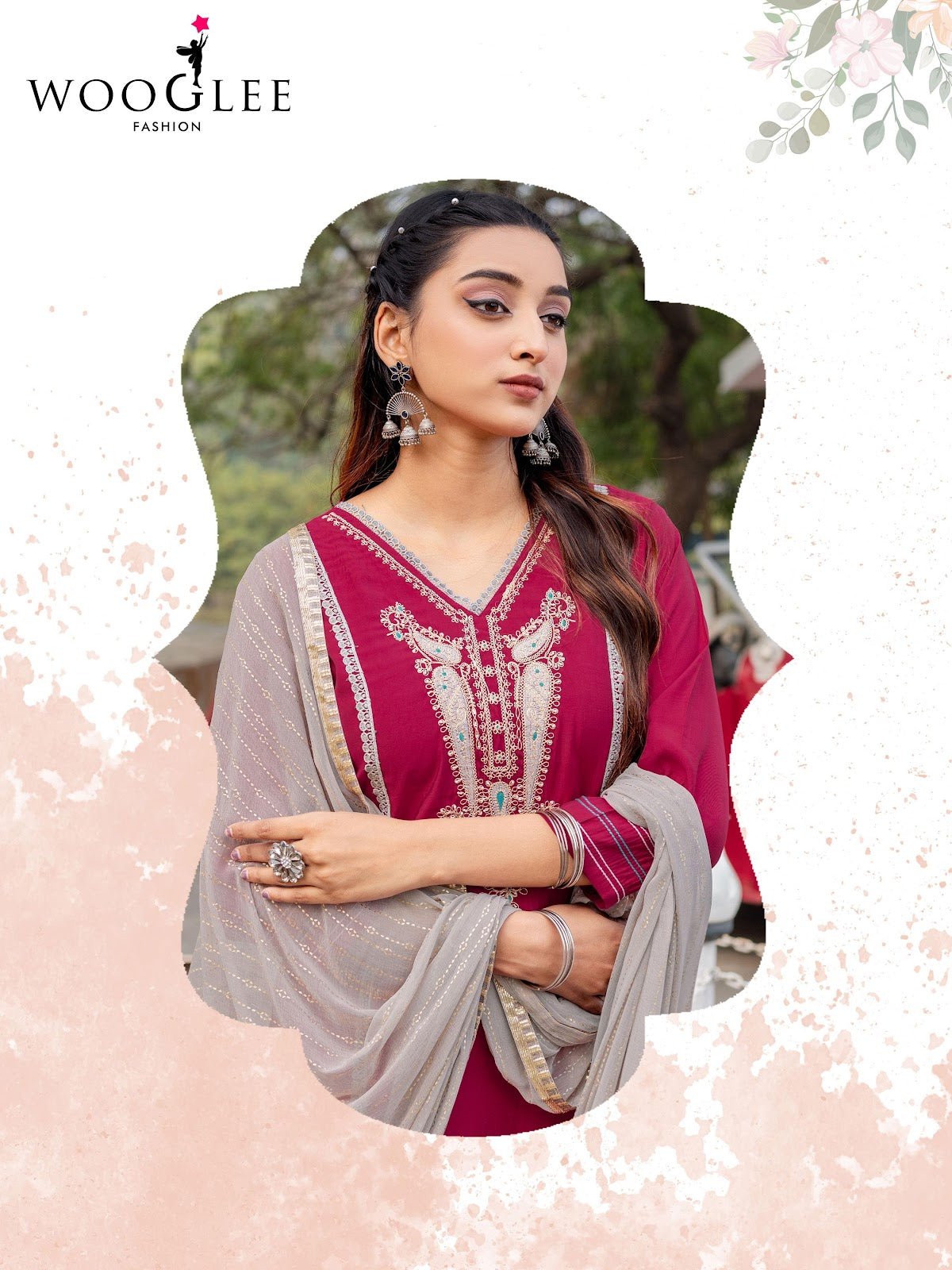 Moksha Wooglee Viscose Silk Readymade Pant Style Suits Exporter