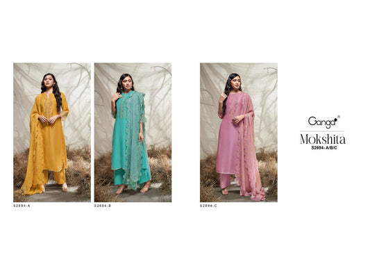 Mokshita 2694 Ganga Bemberg Silk Plazzo Style Suits Wholesale Rate