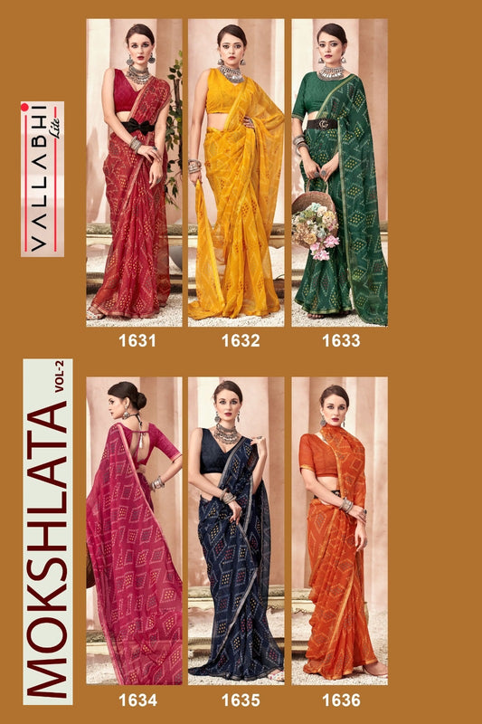 Mokshlata Vol 2 Vallabhi Lite Chiffon Sarees Wholesaler Ahmedabad