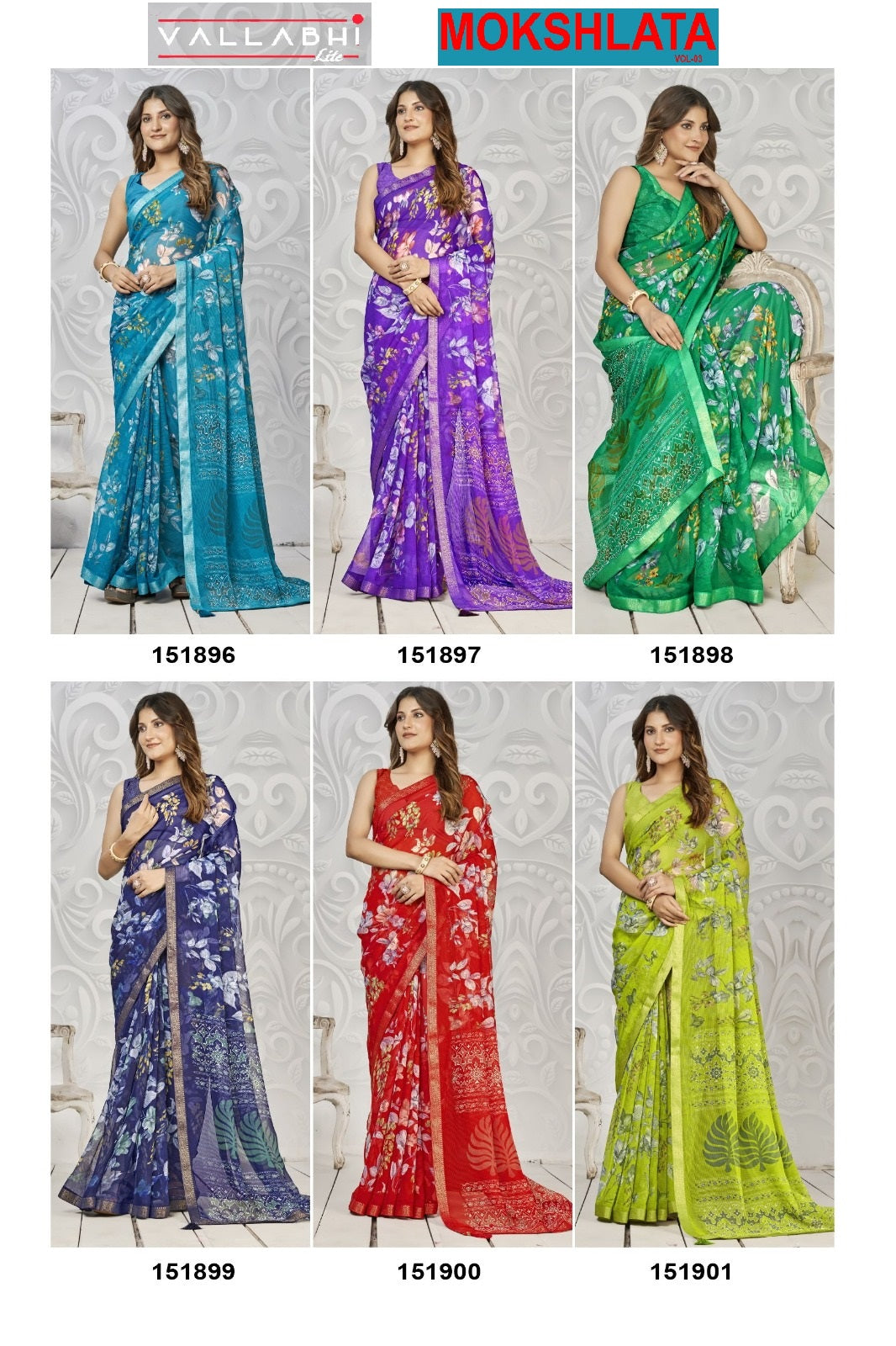 Mokshlata Vol 3 Vallabhi Lite Chiffon Sarees Wholesaler India