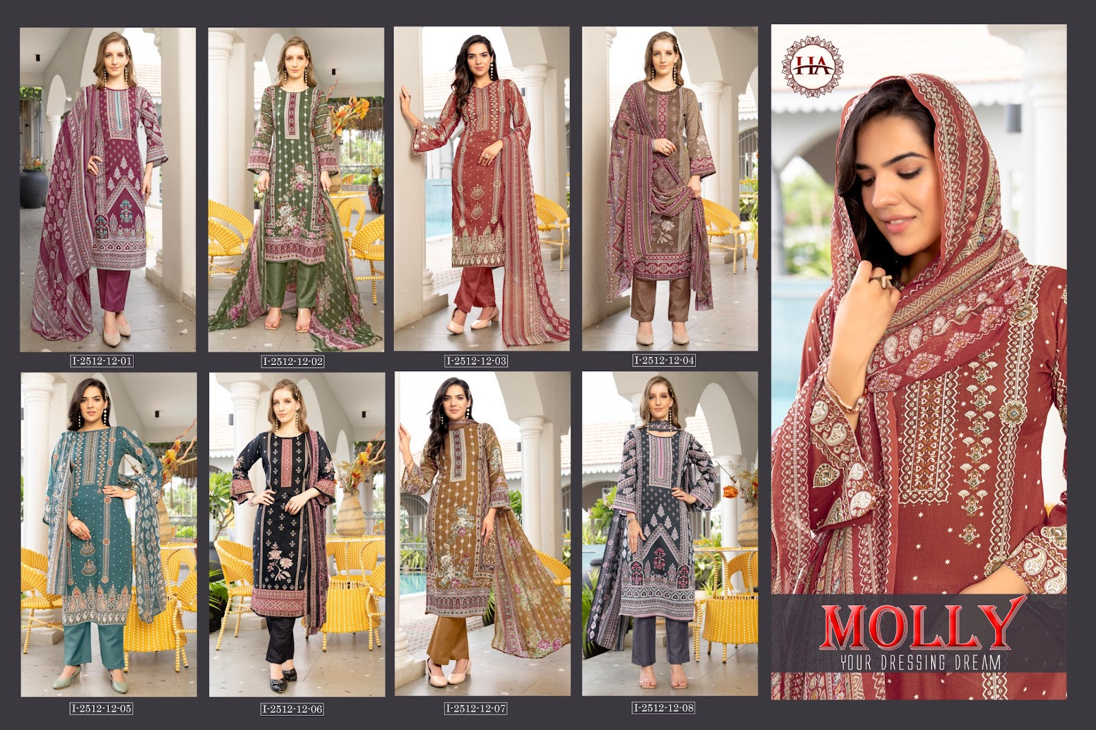 Molly Harshit Fashion Cambric Karachi Readymade Suits Wholesale Price