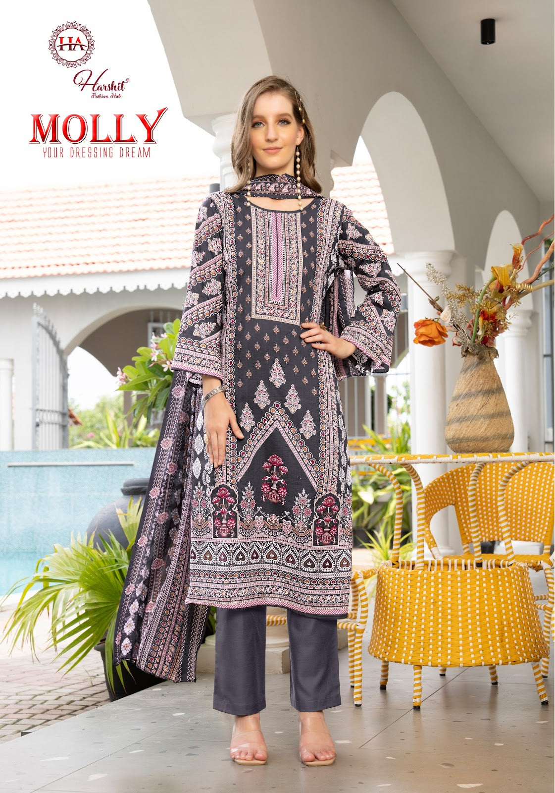 Molly Harshit Fashion Cambric Karachi Readymade Suits Wholesale Price