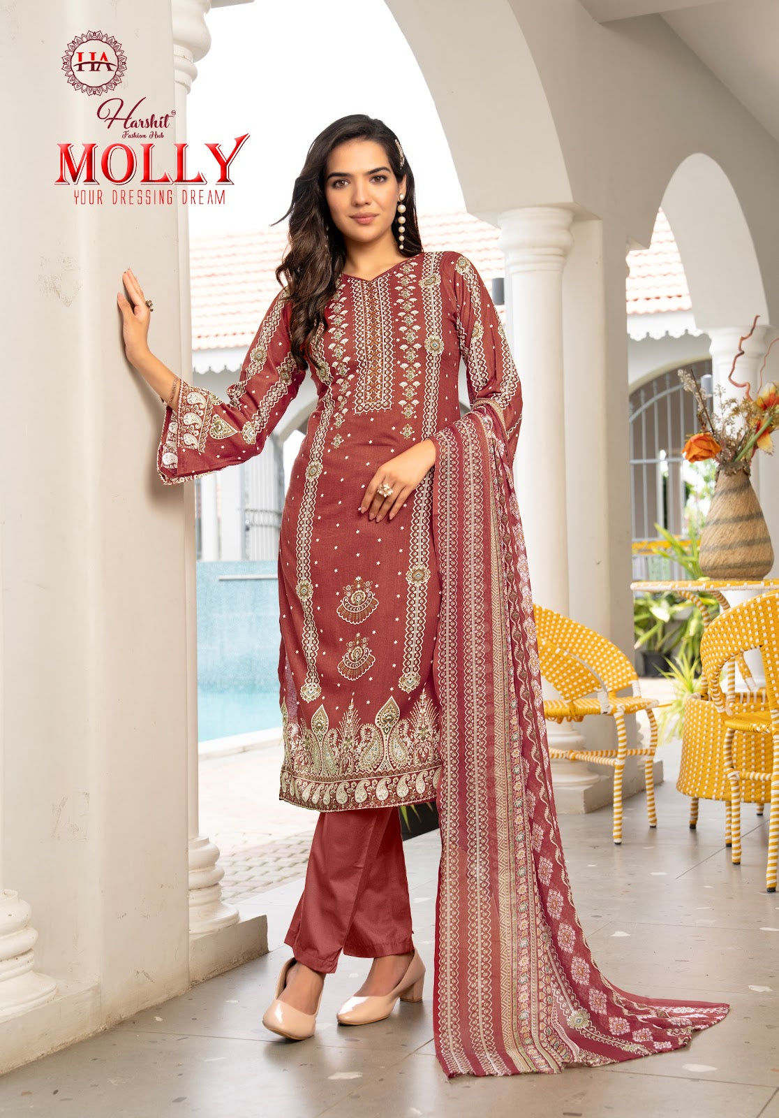 Molly Harshit Fashion Cambric Karachi Readymade Suits Wholesale Price