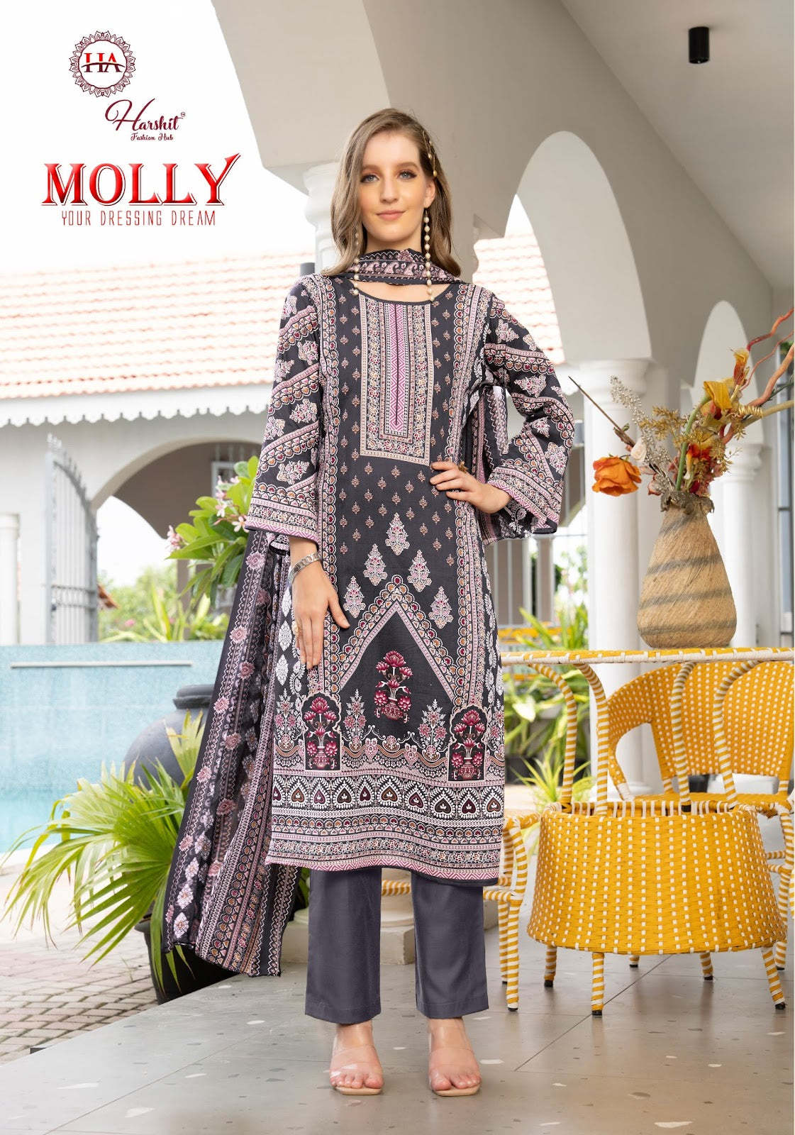 Molly Harshit Fashion Cambric Karachi Salwar Suits Wholesale