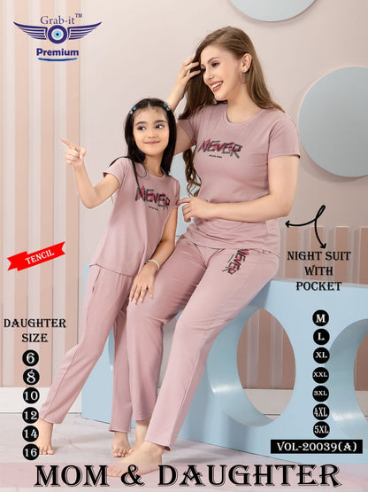 Mom And Daughter 20039 A Grab It Tencil Pyjama Night Suits Exporter