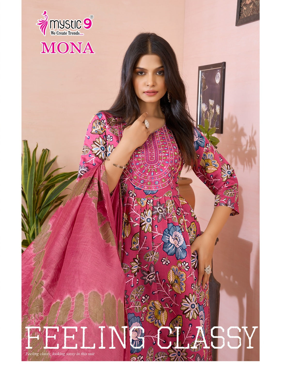 Mona Vol 2 Mystic 9 Roman Silk Readymade Pant Style Suits Supplier India