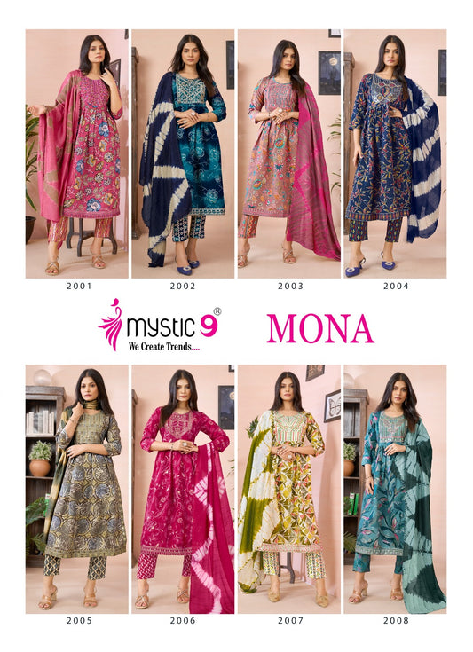 Mona Vol 2 Mystic 9 Roman Silk Readymade Pant Style Suits Supplier India