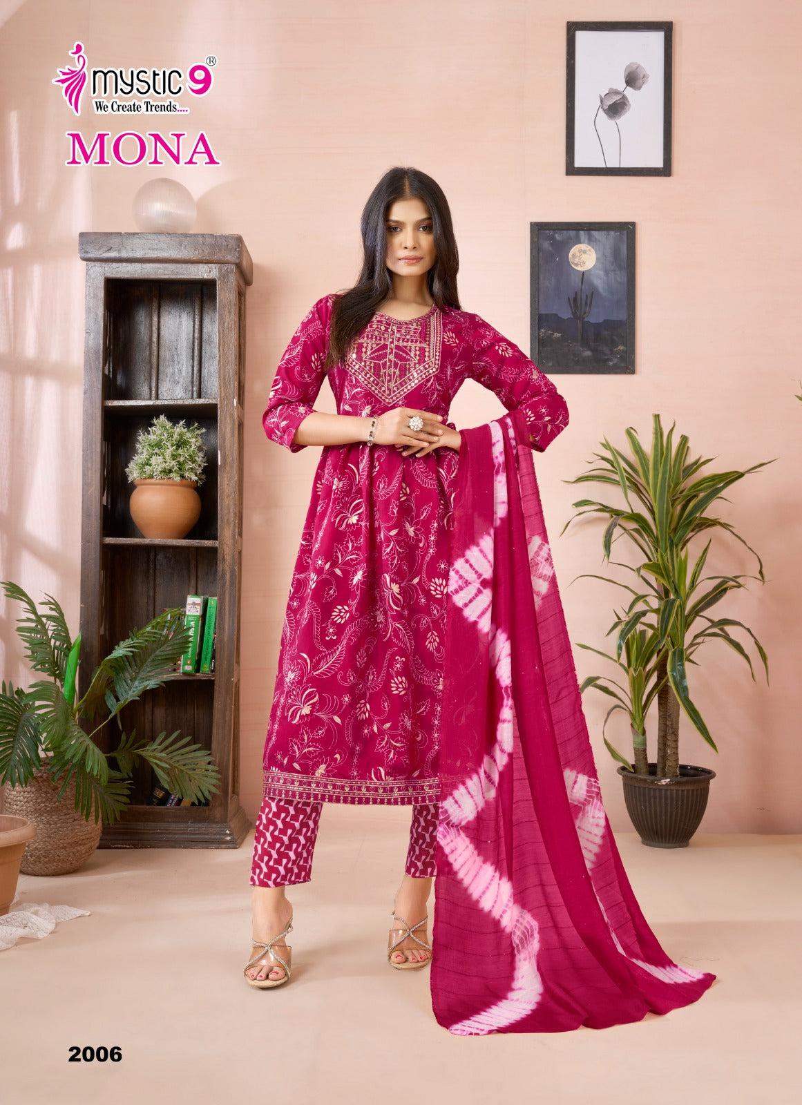 Mona Vol 2 Mystic 9 Roman Silk Readymade Pant Style Suits Supplier India