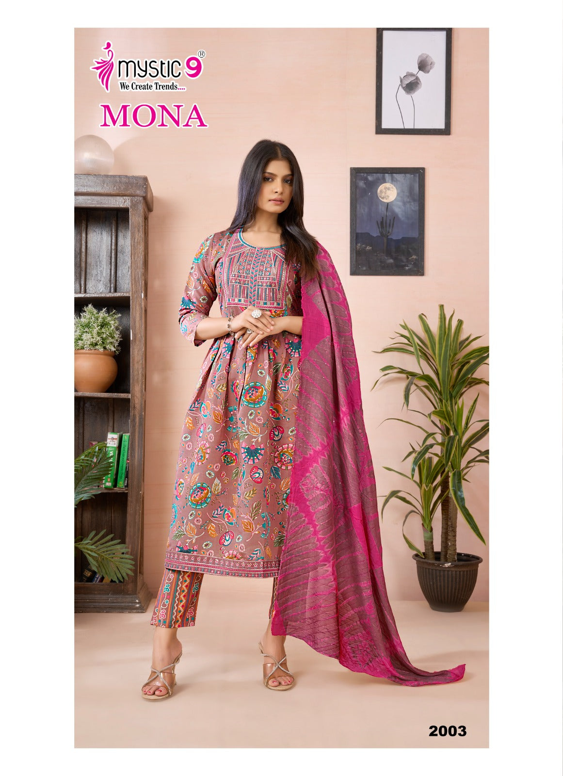 Mona Vol 2 Mystic 9 Roman Silk Readymade Pant Style Suits Supplier India