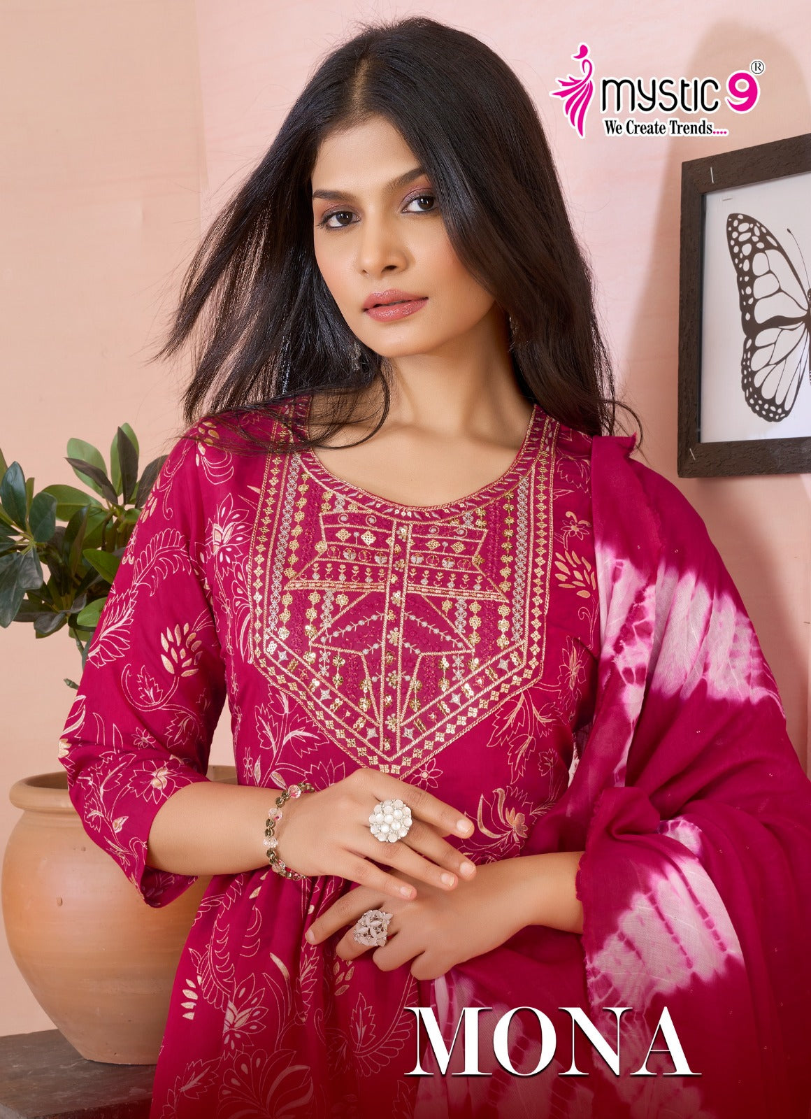 Mona Vol 2 Mystic 9 Roman Silk Readymade Pant Style Suits Supplier India
