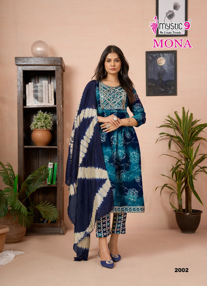 Mona Vol 2 Mystic 9 Roman Silk Readymade Pant Style Suits Supplier India