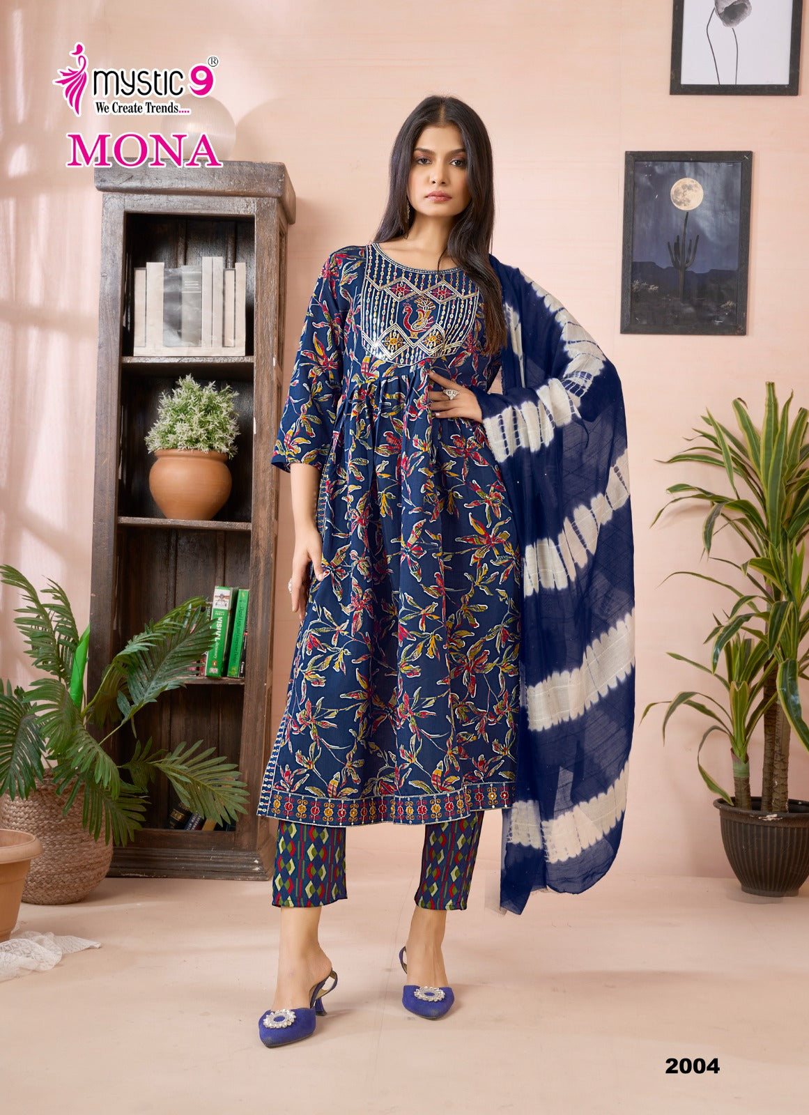 Mona Vol 2 Mystic 9 Roman Silk Readymade Pant Style Suits Supplier India