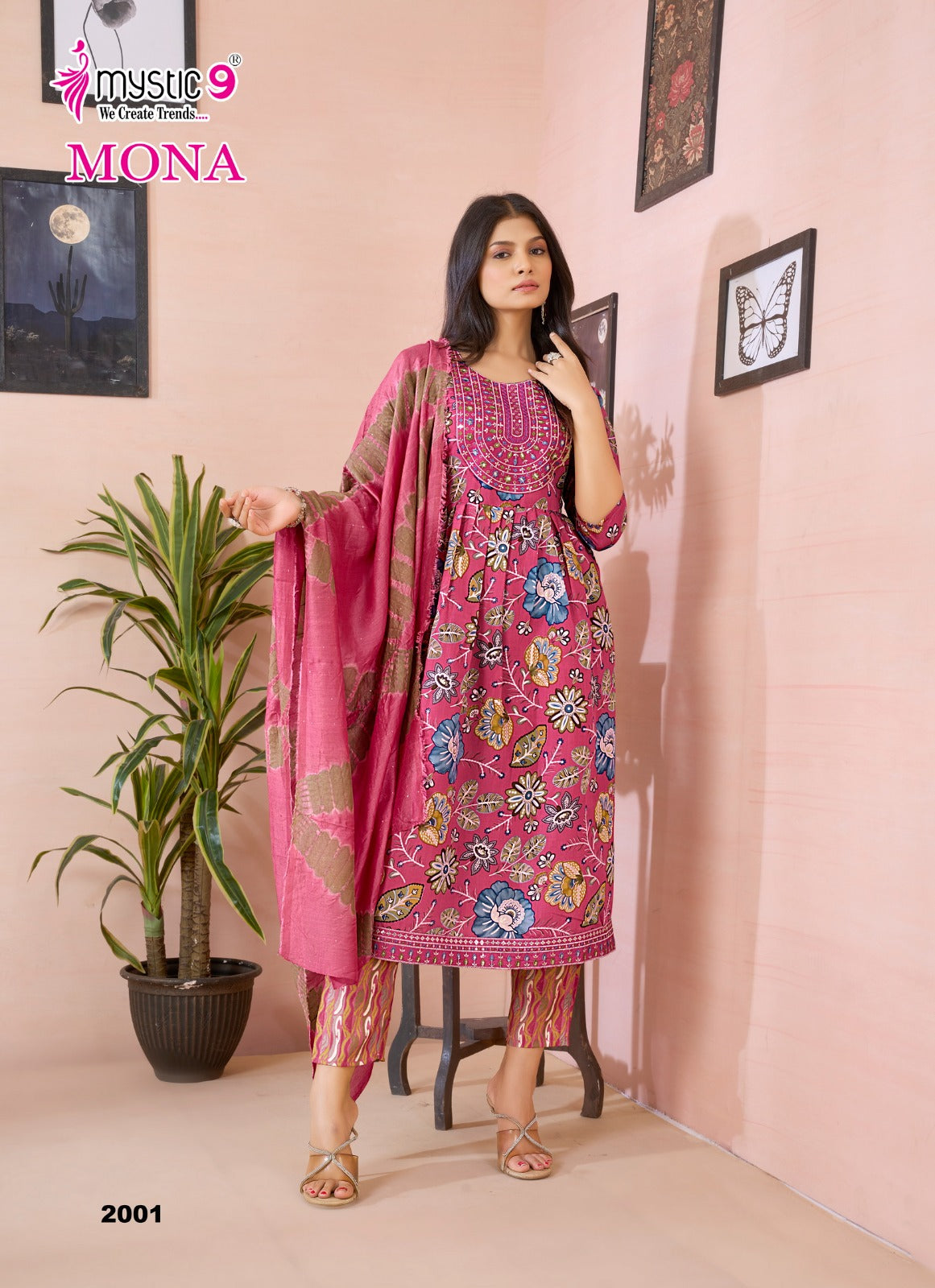 Mona Vol 2 Mystic 9 Roman Silk Readymade Pant Style Suits Supplier India