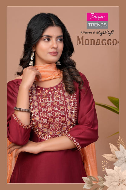 Monacco Vol 1 Diya Trends Modal Silk Readymade Pant Style Suits Wholesale Rate