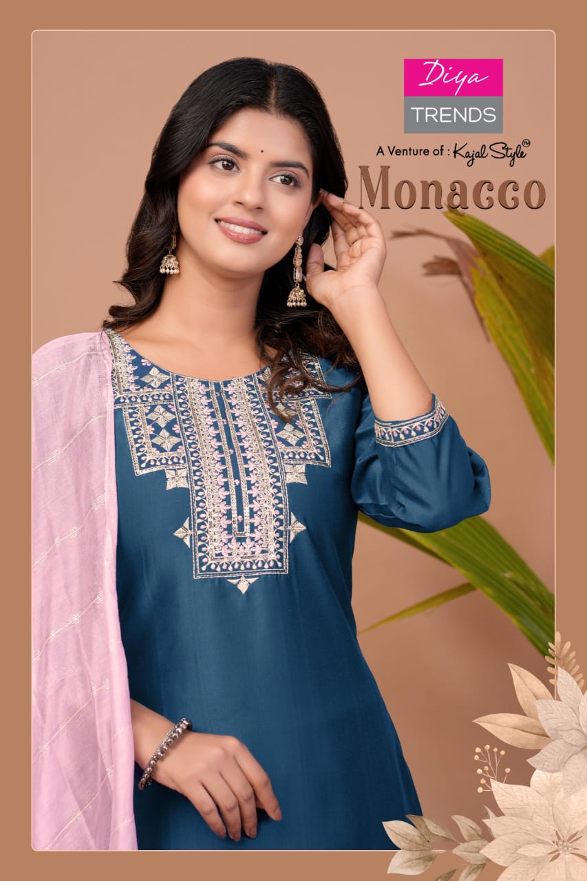 Monacco Vol 1 Diya Trends Modal Silk Readymade Pant Style Suits Wholesale Rate