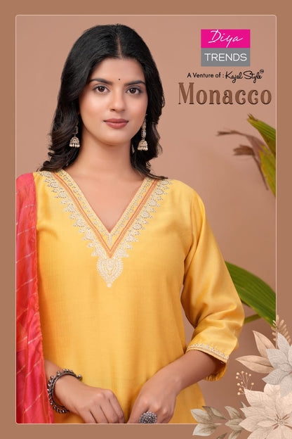 Monacco Vol 1 Diya Trends Modal Silk Readymade Pant Style Suits Wholesale Rate