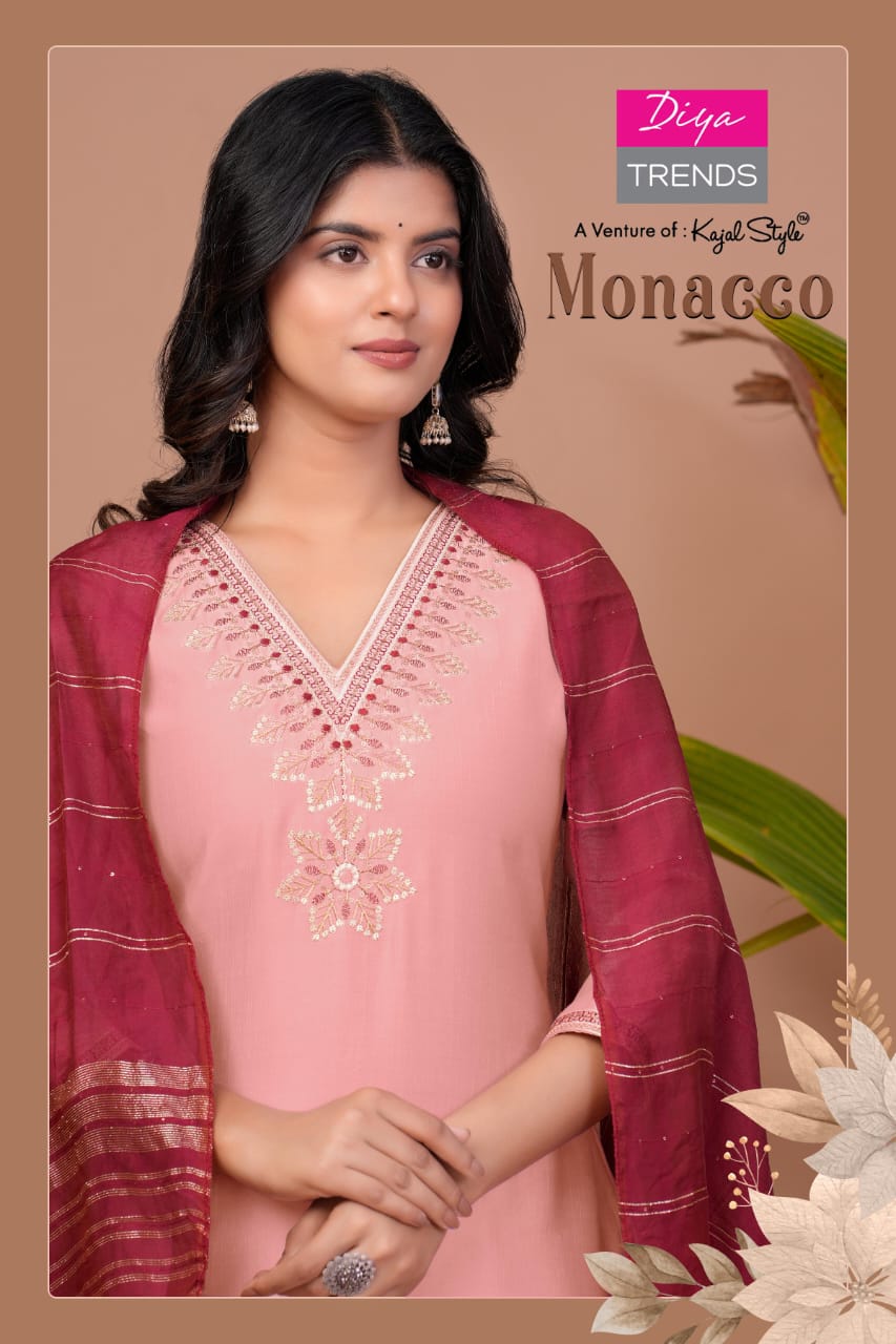 Monacco Vol 1 Diya Trends Modal Silk Readymade Pant Style Suits Wholesale Rate