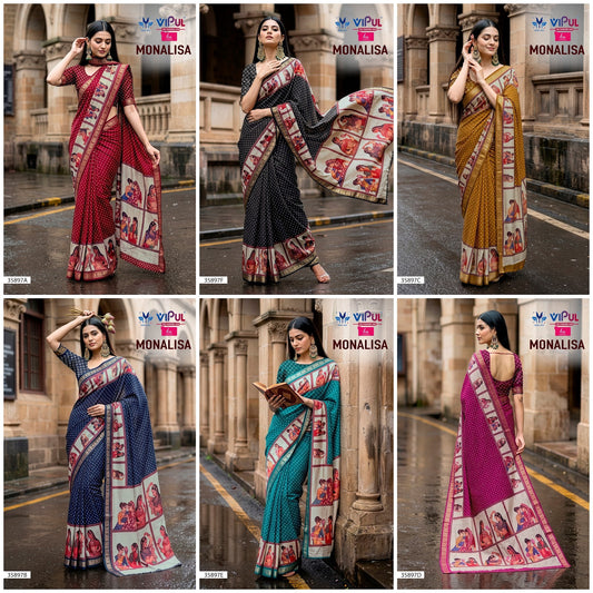 Monalisa 35897 Vipul Mal Cotton Sarees Supplier Ahmedabad