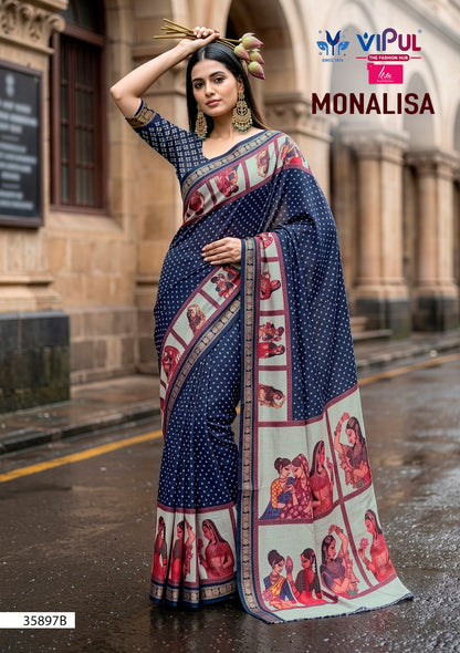 Monalisa 35897 Vipul Mal Cotton Sarees Supplier Ahmedabad