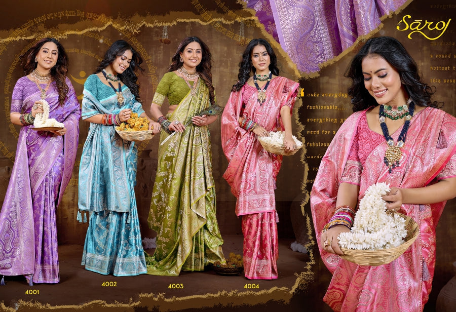 Monalisa Satin Silk Vol 4 Saroj Sarees Exporter India