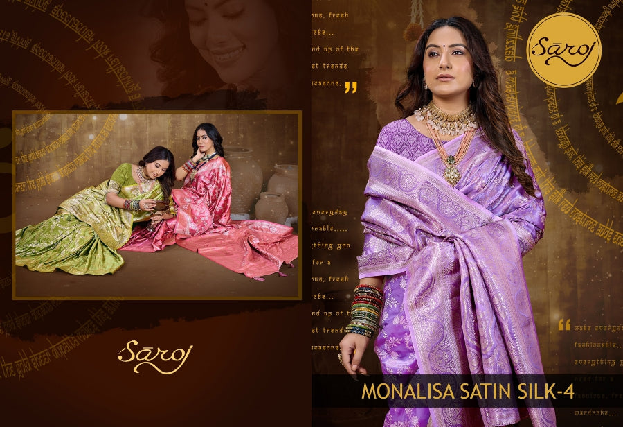 Monalisa Satin Silk Vol 4 Saroj Sarees Exporter India