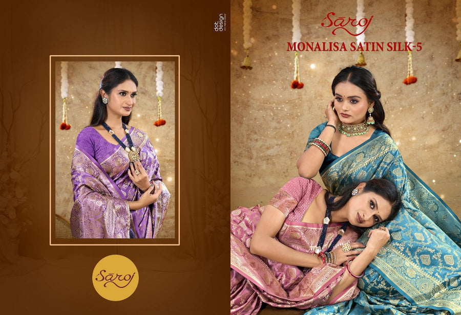Monalisa Satin Silk Vol 5 Saroj Sarees Wholesaler Gujarat