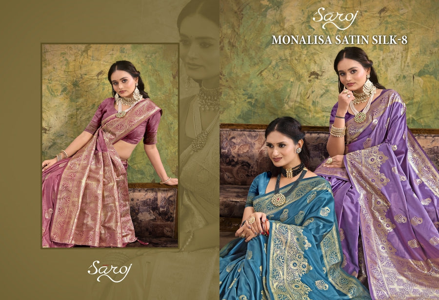 Monalisa Satin Silk Vol 8 Saroj Sarees Supplier Gujarat