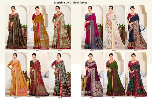 Monalisa Vol 3 Vipul Cotton Sarees Wholesale Rate