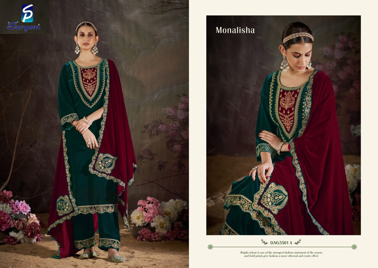 Monalisha Sargam Prints Velvet Suits Wholesaler Gujarat
