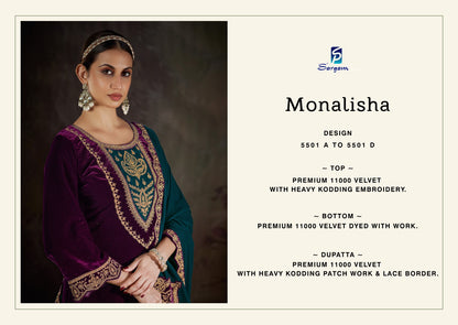 Monalisha Sargam Prints Velvet Suits Wholesaler Gujarat