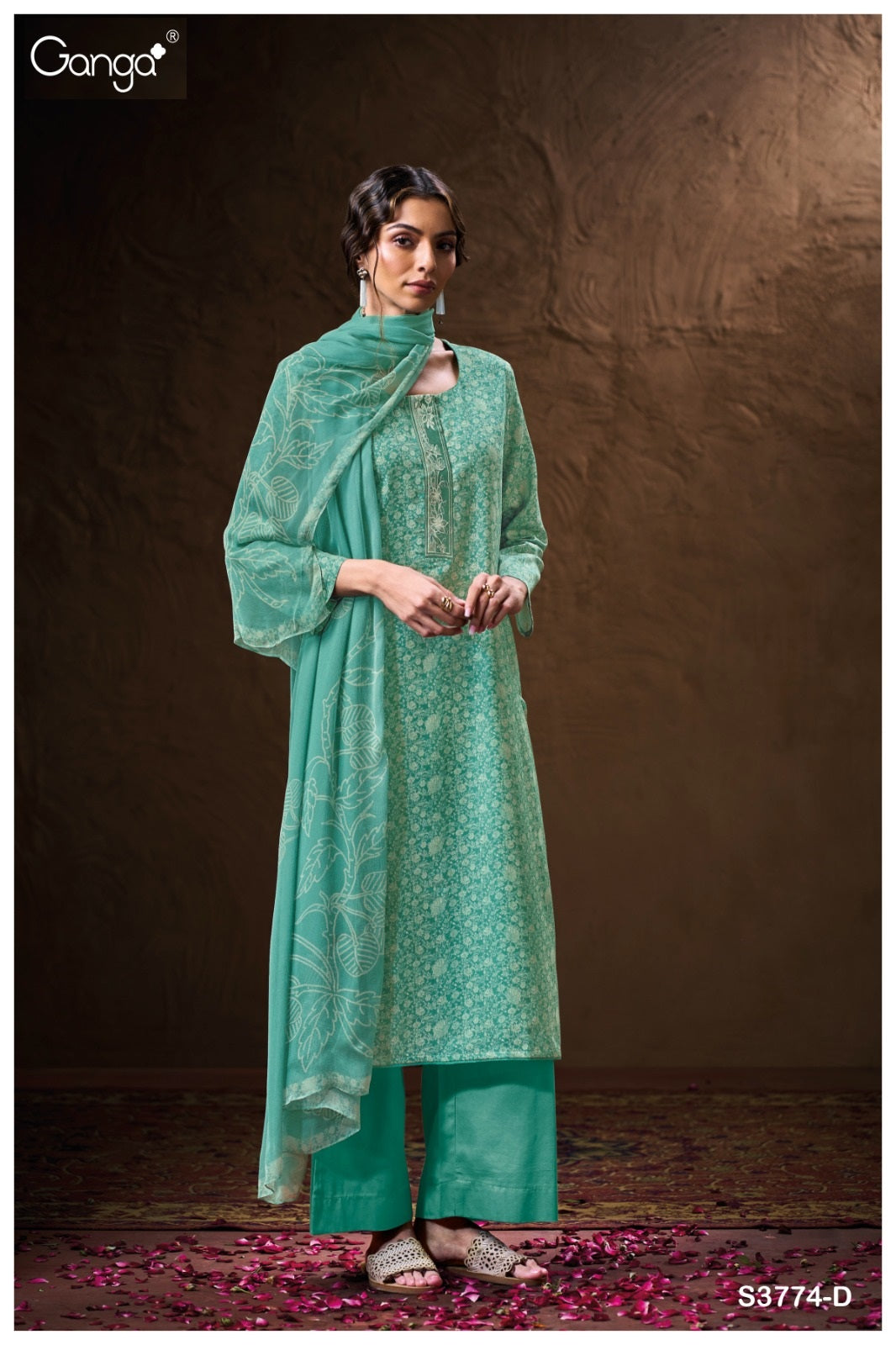 Monaly 3774 Ganga Premium Cotton Plazzo Style Suits Wholesale