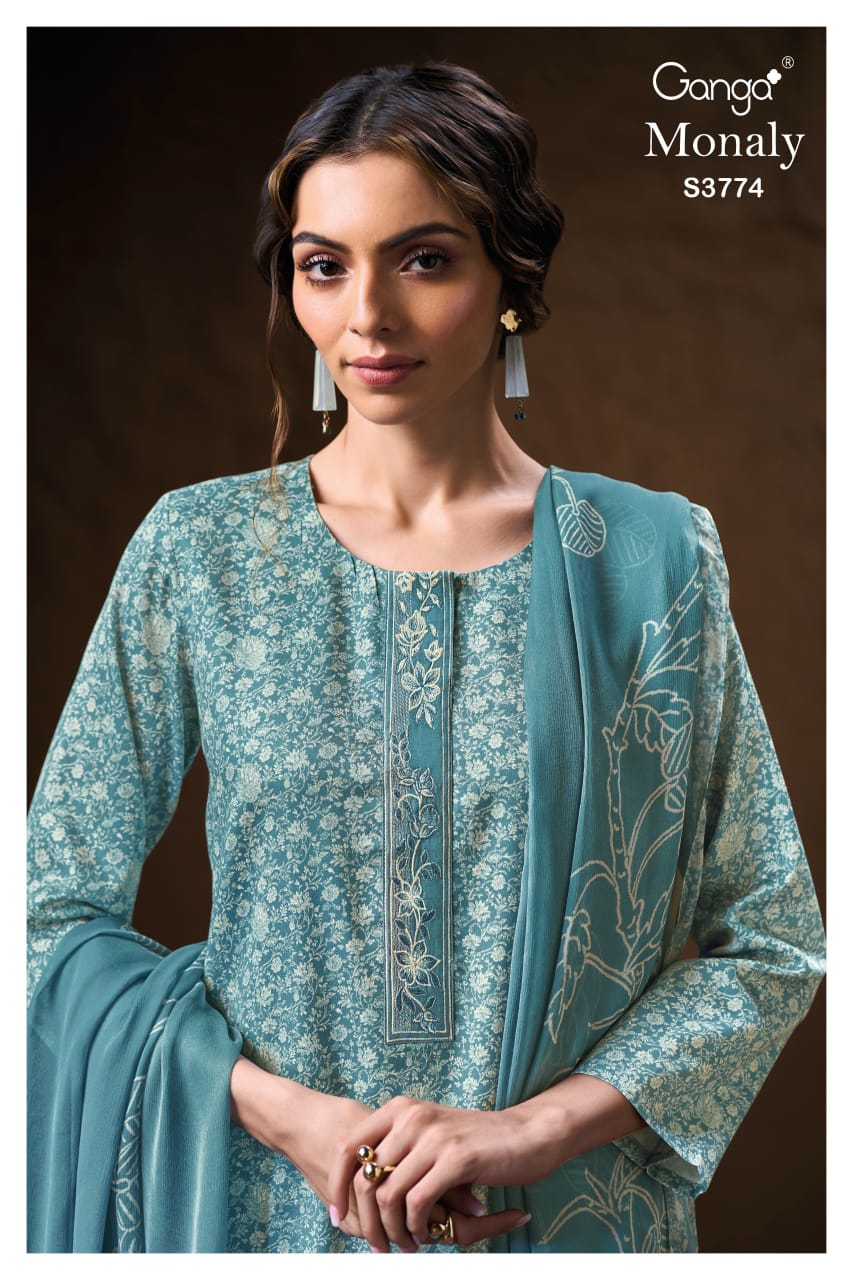 Monaly 3774 Ganga Premium Cotton Plazzo Style Suits Wholesale