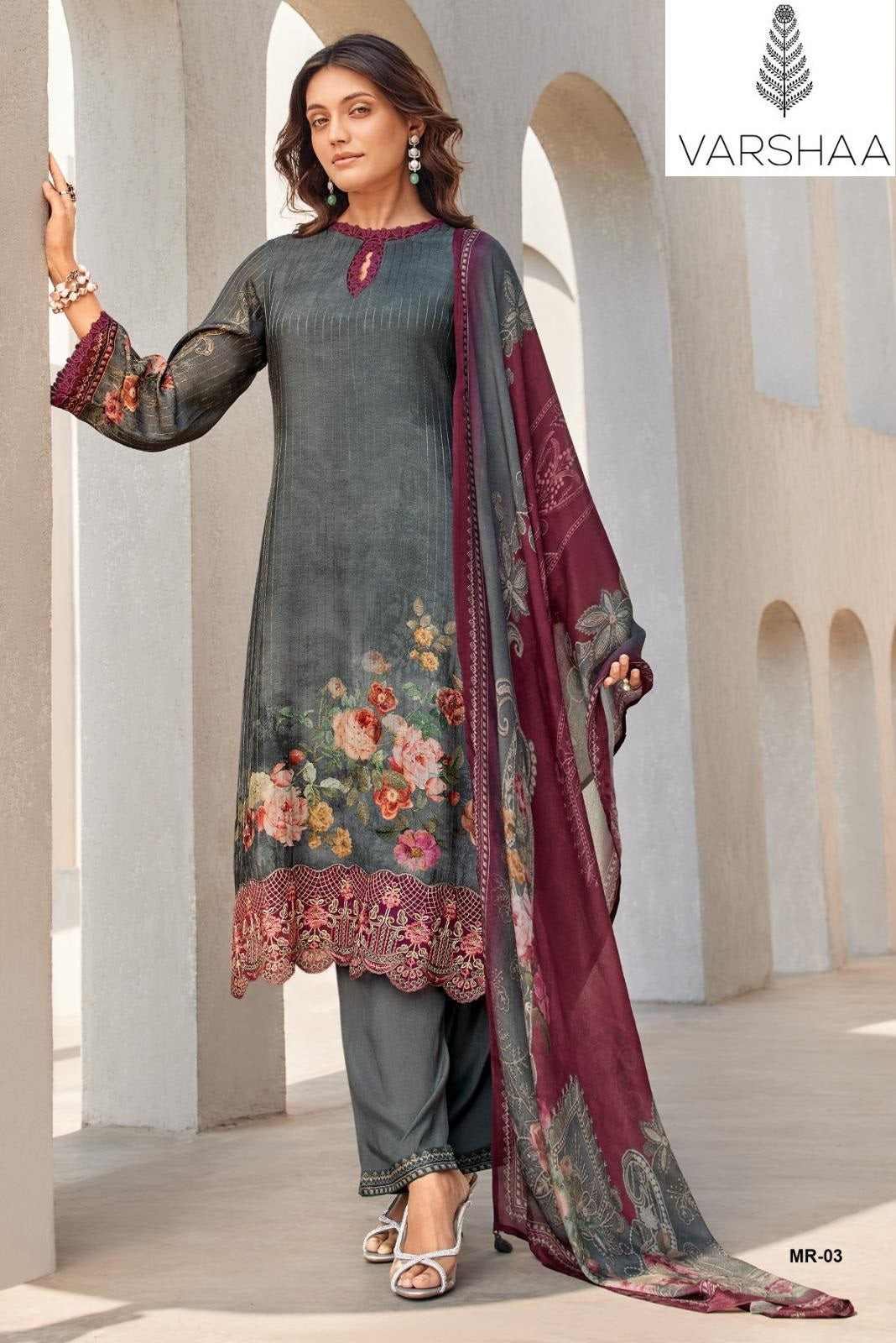 Monarch Varshaa Viscose Muslin Pant Style Suits Wholesaler Ahmedabad