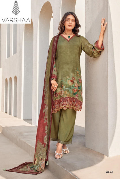 Monarch Varshaa Viscose Muslin Pant Style Suits Wholesaler Ahmedabad