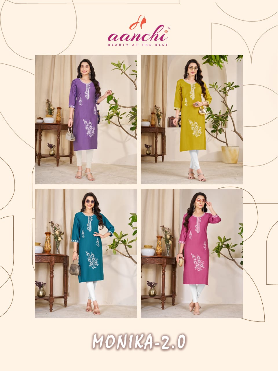 Monika 2.0 Aanchi Vatican Straight Cut Kurtis Wholesaler Ahmedabad