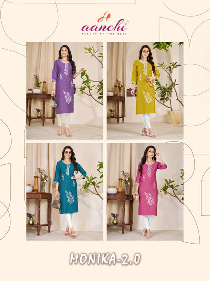 Monika 2.0 Aanchi Vatican Straight Cut Kurtis Wholesaler Ahmedabad